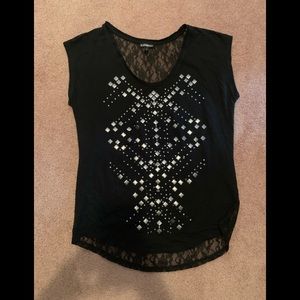 Black Express Sleeveless Shirt with Lace Back